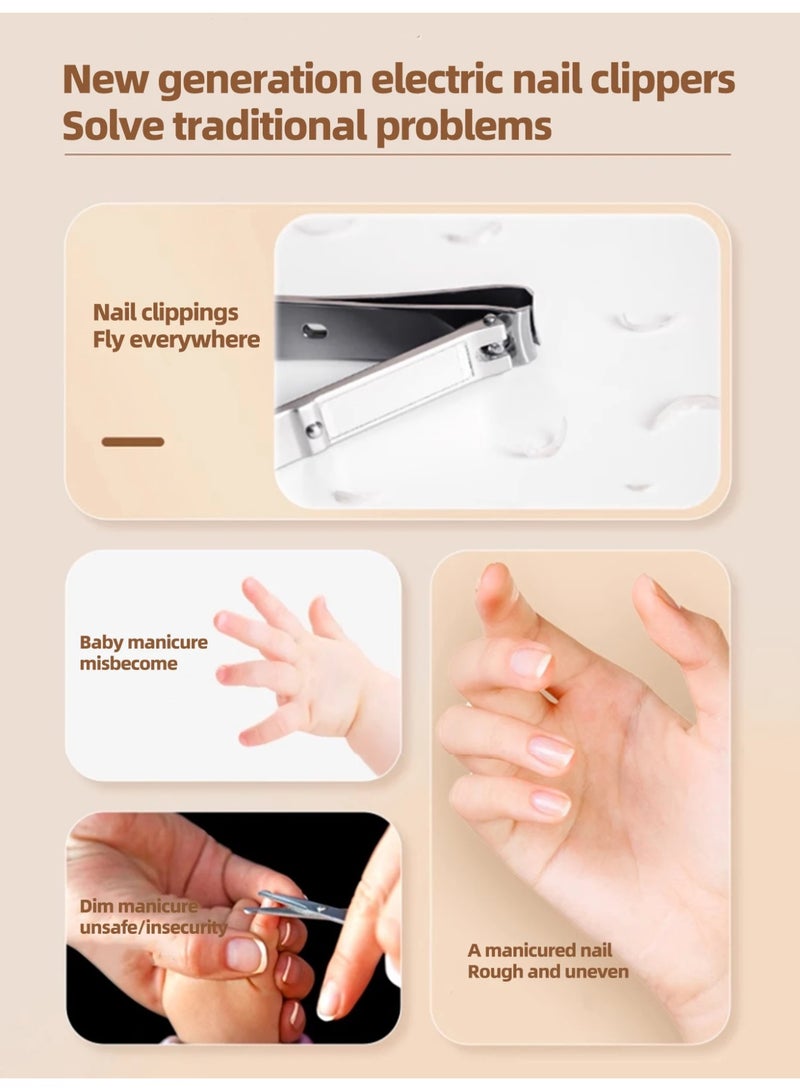 مقص الأظافر الكهربائي الذكي 3 في 1 مع مبرد تلميع وإضاءة LED مدمجة - نظام العناية الآمن للأطفال، الكبار وكبار السن - تقليم احترافي هادئ وقابل للشحن - صالون العناية الشخصية المتكامل - Image 4